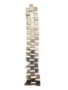 Mexican Sterling Silver Wide Pyramid Link Bracelet #24854